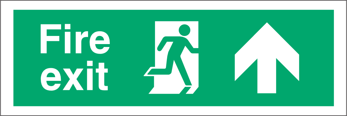 FE101 Fire exit / running man right / arrow UP