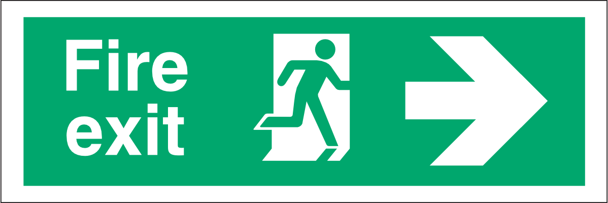 FE102 Fire exit / running man right / arrow RIGHT