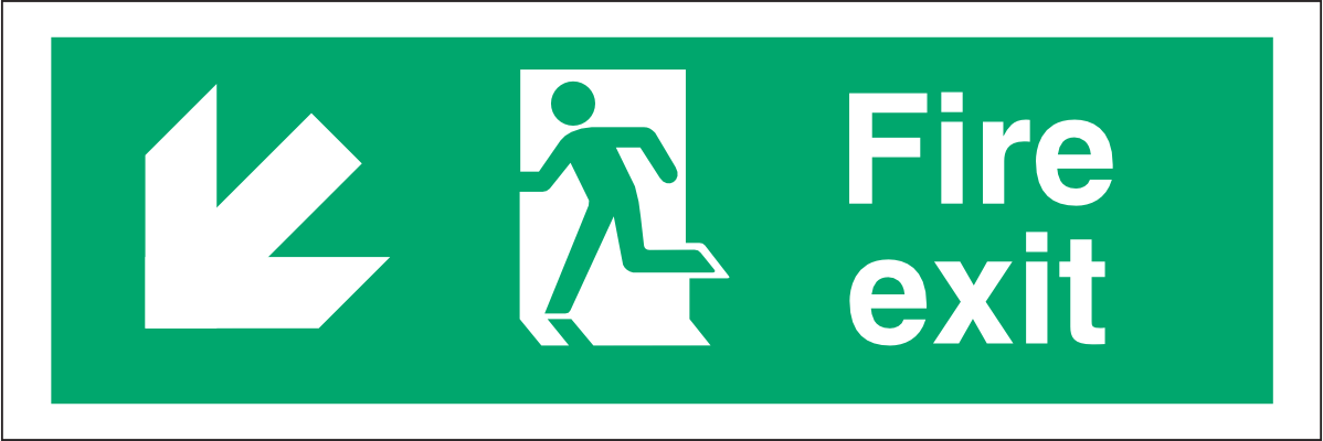 FE103 Fire exit / running man left / arrow LEFT DOWN