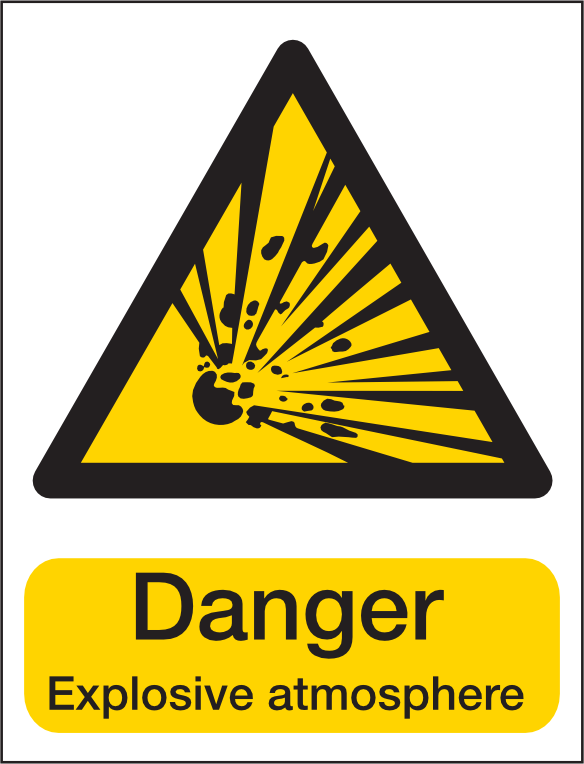 Explosive Environment. Sign Haz454 Danger Explosive Atmosphere – Mainland Signs