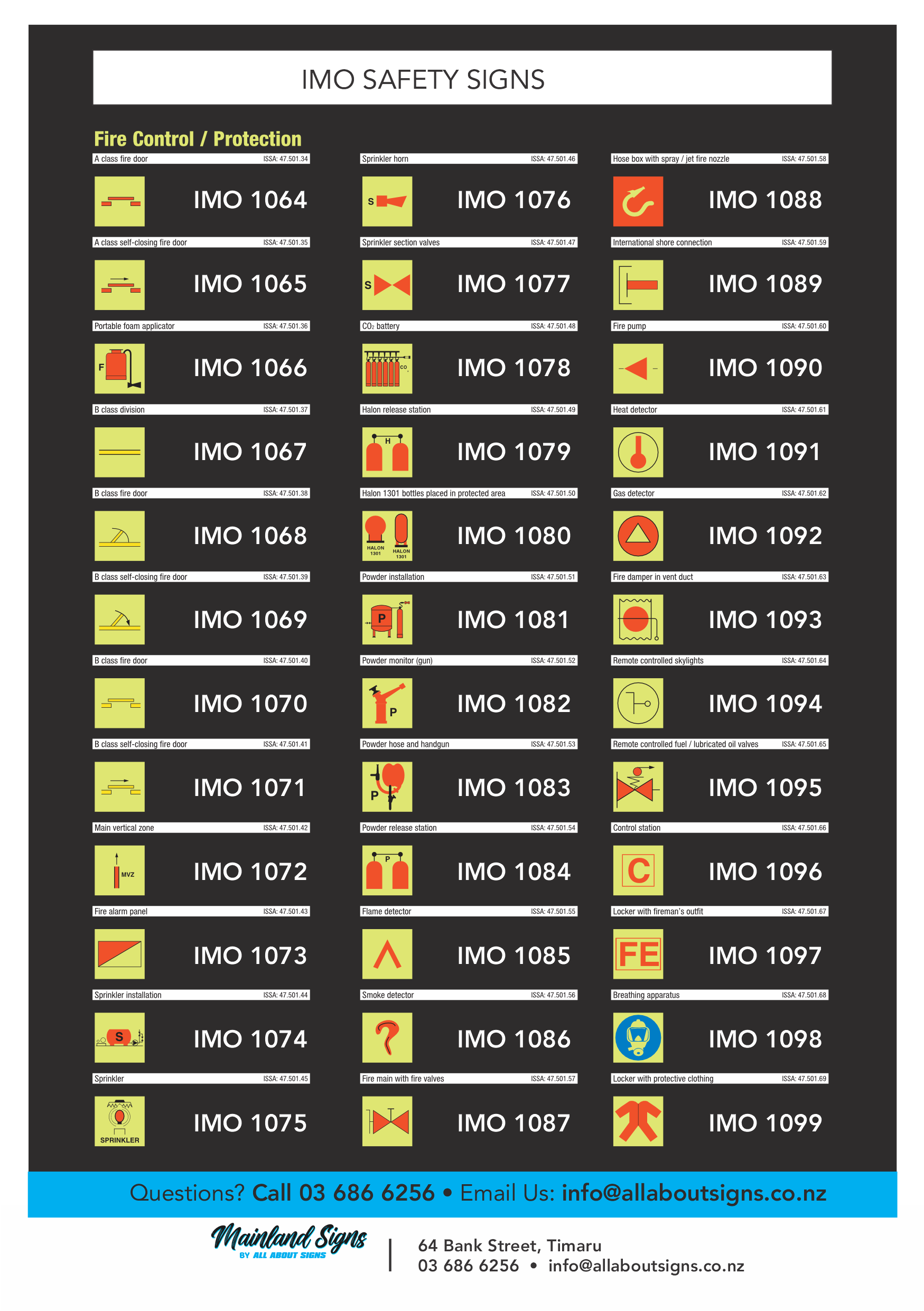 Imo Number IMO 1064-1099 – Mainland Signs