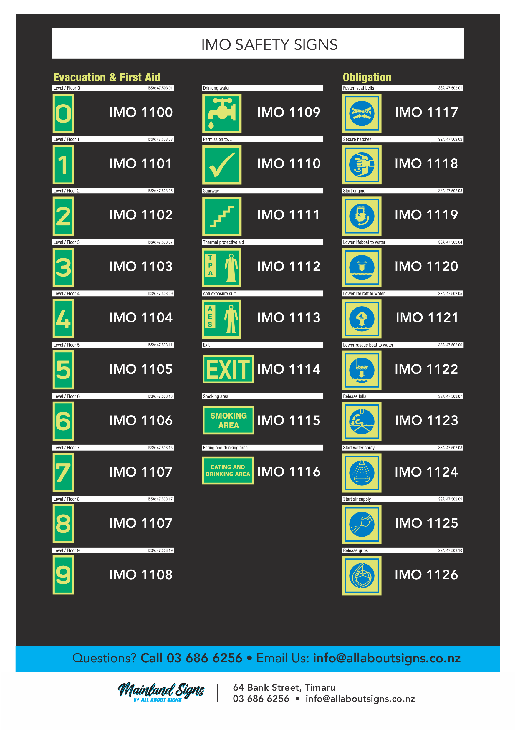 Imo Number IMO 1100-1126 – Mainland Signs