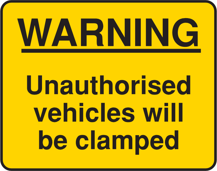 Vehicle File. Sign Traf733 WARNING Unauthorised Vehicles – Mainland Signs